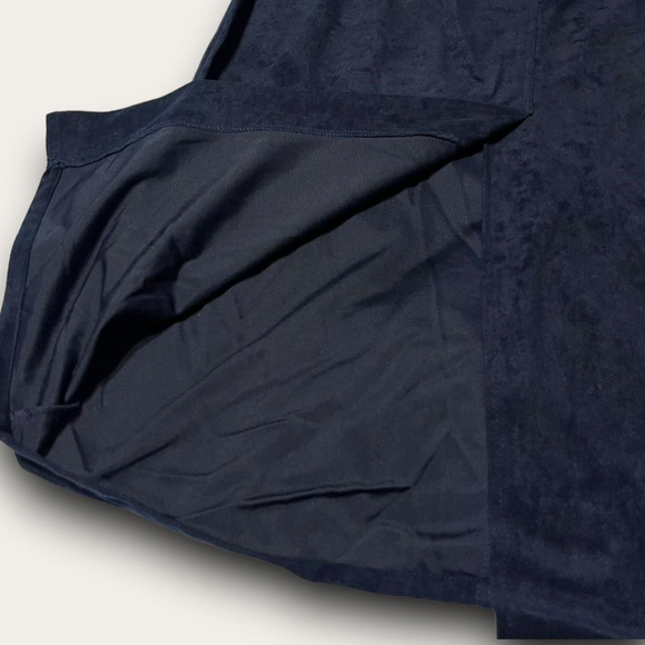 Vintage Graver Studio Velvet Midi Skirt Navy Blue Grandmacore Cottagecore Size L - Picture 7 of 7